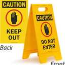 SmartSign Folding Floor Sign, Legend "Do Not Enter" with Graphic, 25" high x 12" wide, Black/Red on Yellow