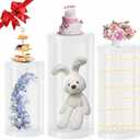 [2025 Upgraded] Cylinder Pedestal Stands Set of 3, Thickened Clear Cylinder Pedestal for Party Dessert Cake Table Pedestal Stand Display Pillars for Home Decoration, Wedding, Birthday