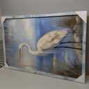 Sea Bird Wall Art Framed: Coastal Heron Wooden Picture Blue Ocean Seascape Painting Large Beach Seashore Prints Artwork for Bathroom Bedroom Living Room (45"L x 30"W)