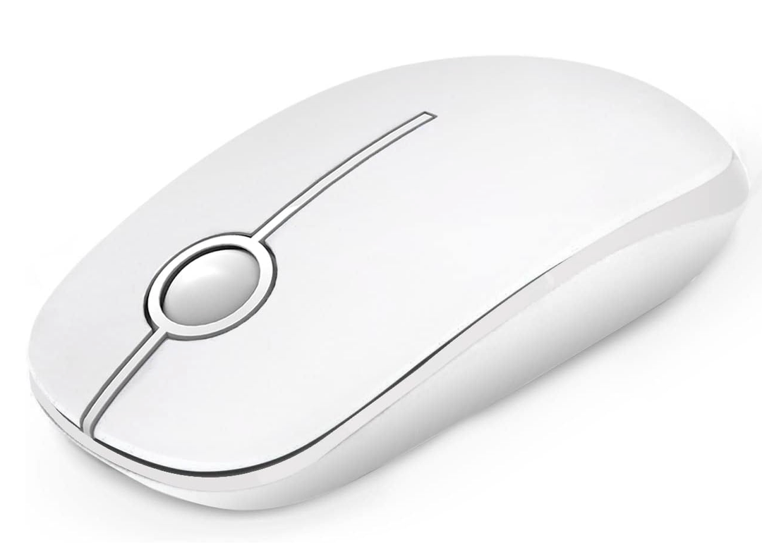 VssoPlor Wireless Mouse, 2.4G Slim Portable Computer Laptop Mouse with Nano Receiver Quiet Silent Optical Mice for Notebook, PC, Laptop, Computer-White