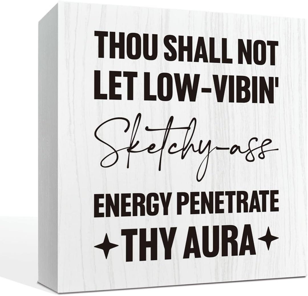 Motivation Sign, Funny Quotes Wall Art & Decor, Rustic Home Decorations for Office Living Room Family Room Classroom, Cheer-up Gift for Friends 5.7x5.7inches