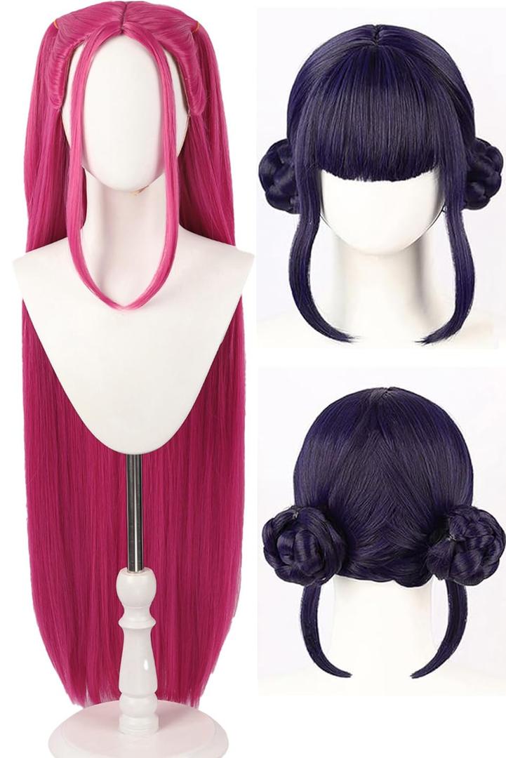 Cosplay Wig Anime Costume Wigs Long Straight Hair Accessory for Women (Black)