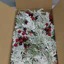 Winlyn 6 Pcs Snowy Artificial Cedar Picks with Red Berries Frosted Faux Cedar Sprays Christmas Cedar Greenery Branches Stems for Christmas Tree Wreath Floral Arrangement Vase Winter Holiday Dcor