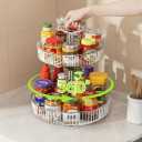 2-Tier Lazy Susan 360 Rotating Turntable Organizer Rack with Handles Height Adjustable, Spice Rack Holder Organizer for Cabinet, Pantry Organizers Bathroom Countertop Storage (Transparent Color)