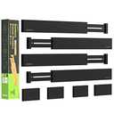 ANTOWIN Bamboo Drawer Dividers Organizers, Drawer Separators Splitter,17-22 inches Long Adjustable Spring-loaded Organizer for Large Utensil, Clothes, Tools Drawers (Black)