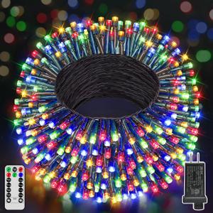 98 FT 300 LED Christmas Tree Lights, Christmas Lights Indoor Plug in, 8 Modes Twinkle String Lights for Bedroom Wedding Party Ceiling Xmas Home Decorations (Multicolored)