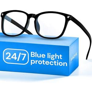 Gaoye Black Blue Light Glasses for Computer & Gaming - Anti UV Ray Lenses, Scratch-Resistant & Comfort Fit, Medium, Light Black 