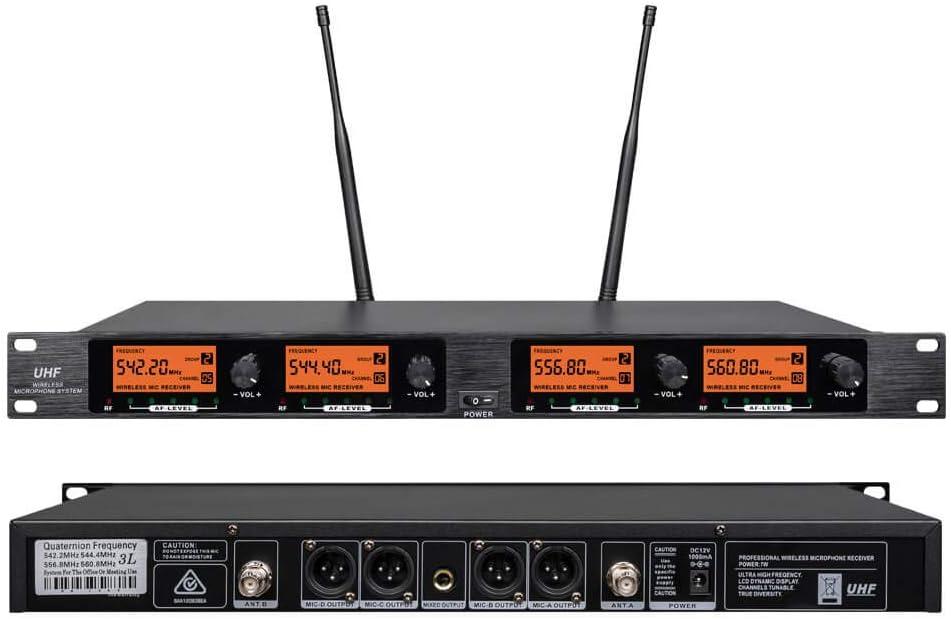 wenwen Frequency B Wireless Microphone System 4 Headsets UHF for Karaoke System Church Speaking Conference Meeting Classroom Wedding Party Meeting School