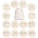 7 Pack 3D Baby Monthly Milestone Card Signs Baby Announcement Sign Double Sided Hello World Newborn Signs Wooden Circles Discs for Welcome Newborn Boy Girl Photo Props(White,Letter)