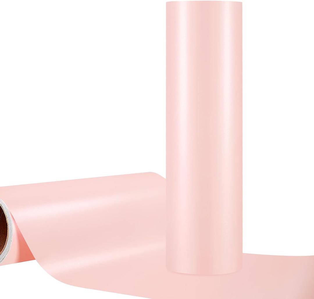 WRAPXPERT Pink Permanent Vinyl,12" x10ft Matte Adhesvie Vinyl Roll for cricut,DIY Home Decor, Valentine's Day Decor and Car Decal,Tumbler, Light Pink