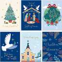 24 Pack Christian Christmas Cards, Religious Holiday Card Set with 6 Designs (Printed Blessings Inside), Boxed Christmas Greeting Cards for Church, Pastors, Friends & Family