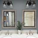 YOSHOOT Rustic Wooden Framed Wall Mirror, 32"x24", Natural Wood and Iron Bathroom Vanity Mirror for Farmhouse Decor, Vertical or Horizontal Hanging