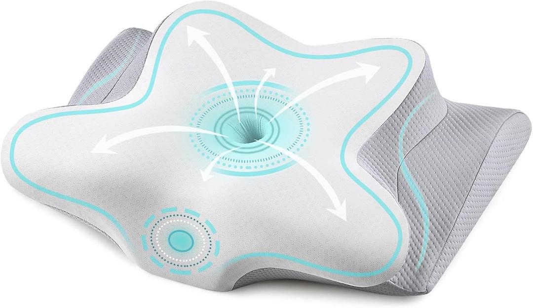 Bespillow Cervical Pillow for Neck Pain Relief - Cooling Ergonomic Dual-Sided Orthopedic Neck Pillow with Ice Silk Pillowcase, Breathable Memory Foam Contour Pillow for Side, Back, Stomach Sleepers