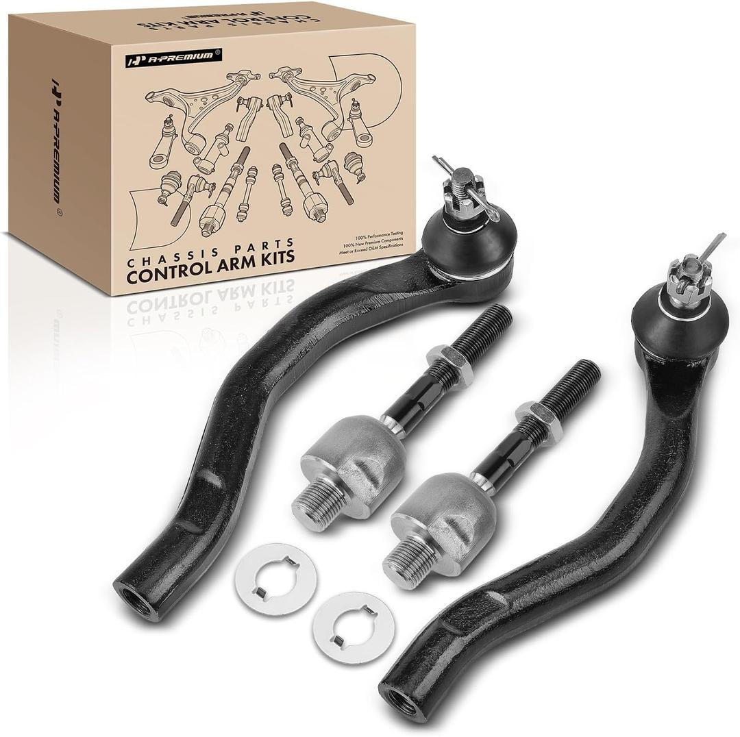 A-Premium Set of 4, Front Inner & Outer Tie Rod End Kit, Compatible with Honda Accord 2003-2007, Acura TSX 2004-2008