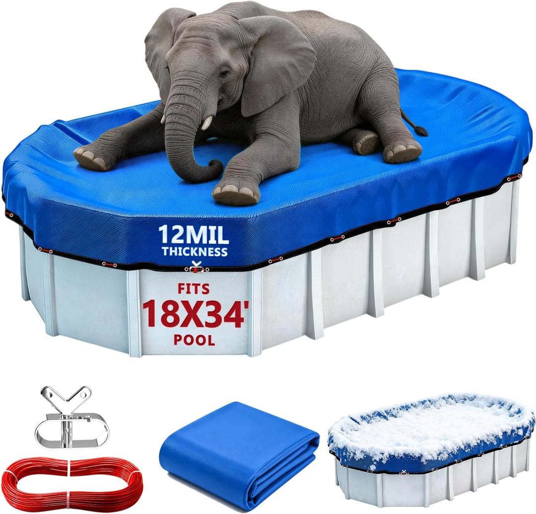 18x34FT Oval Winter Pool Cover Heavy Duty Pool Covers for Above Ground Pool