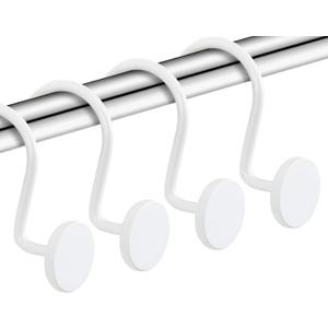 CHICTIE White Shower Curtain Hooks, Rustproof Shower Curtain Rings for Bathroom, Metal Shower Hooks for Shower Curtain Rod, Modern Decorative Shower Curtain Hangers Set of 12, Round Heavy Duty Design