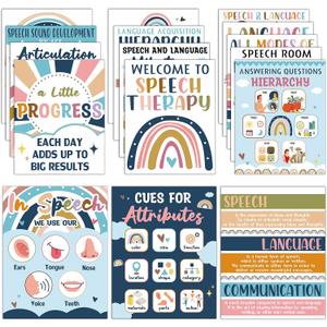 Jacyan 16Pcs Speech Therapy Posters for Classroom Decorations Boho Language Pathologist Bulletin Board Decorations Speech Therapy Wall Decor for Classroom School Office Art Print 11 x 14 Inches