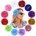 Lawie 12 Pack Colorful Artificial Peony Flower Hair Clips Big Flower Brooch Pins Peonies Hair Barrette Floral Hair Pins Wedding Party Large Flower Hair Accessories for Women (Mix Colors)