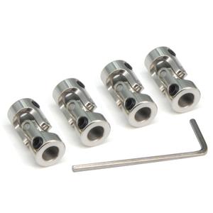 6mm to 6mm Rotatable Universal Steering Joint Shaft Coupling Connector L23x D11 with Screws with Wrench, 4pcs/Pack (Size: 6mm to 6mm)