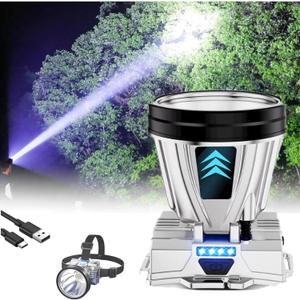 High end version Super Bright Headlamp High Power Headlight LED Rechargeable Motion Sensor Hunting head lamp Flashlight Spotlight Waterproof Light for Outdoor Fishing Camping Hiking New upgrade (10W ONE PACK)