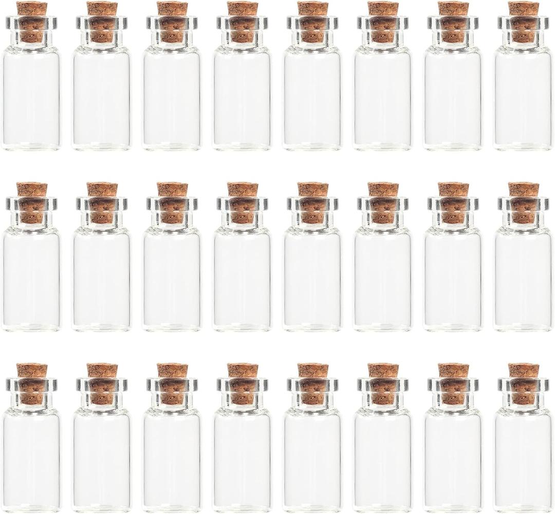 Magic Season Tiny Decorative Glass Bottles (24 Pcs / 0.6x1.5 inch)