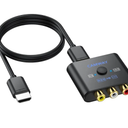 CAMWAY RCA to HDMI Converter - 16:9/4:3 Conversion 1080P AV to HDMI Adapter for Wii/PS1/PS2/N64/X-box/DVD/VCR,Composite CVBS Video Audio Converter with HDMI Cable Supports PAL,NTSC