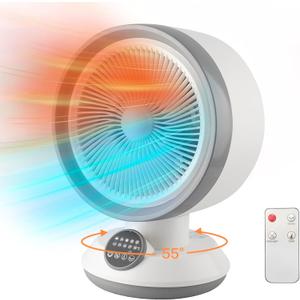 2 in 1 Heater Fan Combo, 1500W Portable Cooling Desk Fan, Oscillating Fan with Powerful Airflow, Overheat & Tip-Over Protection, Space Heater for Home & Office Use