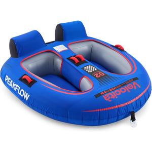 PEAKFLOW Towable Tube,Boat Tube,2 Rider Models,Tubes for Boating,PVC Liner and Full Nylon Cover, 2 Rider Velocita