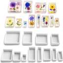 12 Pcs Epoxy Resin Molds Silicone Kit, 12 Sizes Square Rectangle Silicone Molds for Resin, Soaps, Dried Flowers, Bookends, Specimens, DIY Handicrafts (White)