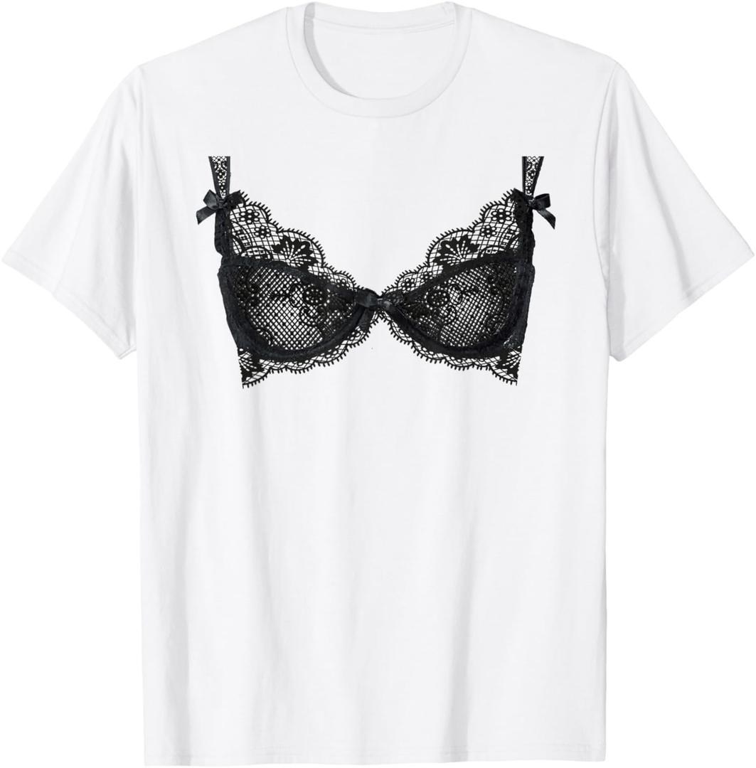 Lingerie Graphic Corset Bustier Bra Trendy Cute Sexy Fun T-Shirt