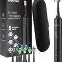 Sonic Electric Toothbrush for Adults - Rechargeable Black Electric Toothbrush with 8 Brush Heads 5 Modes Sonic Power Toothbrush with Travel Cover