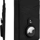 Minimalist Wallet with AirTag Holder Credit Card Holder Slim Wallet for Women, Leather Front Pocket Wallet Compact Small Card Holder Travel Thin Card Case ID Window RFID Blocking (Black)