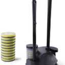 Eyliden Disposable Toilet Brush and Plunger Combo, Wand Set with 10pcs Refill Heads and Storage Caddy, Compact Toilet Cleaning System (Black)