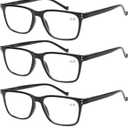 JOSCHOO 5 Pack Reading Glasses Men Women Spring Hinges Comfortable Glasses for Reading (5 Black, 1.5)
