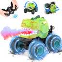 Monster Truck Toys - Remote Control Monster Truck with Spray & Light, Dinosaur Toys for Kids 5-7, 1:20 Scale 2.4 GHz RC Truck, 360 Spins Remote Control Car for Boys 4-7, Kids Christmas Birthday Gifts