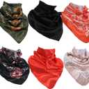 6 Pieces Silk Bandanas 35 Inchese Unisex Paisley Cowboy Head Wrap Scarf for Men Women Headband Oversize Bandana Bulk (Red)