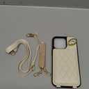 for iPhone 15 Pro Max Wallet Case 6.7" with Mirror, Credit Card Holder, Flip Cover with Lanyard Wrist Strap, RFID Blocking, Shockproof, Magnetic Closure, and Phone Stand for Women, Beige