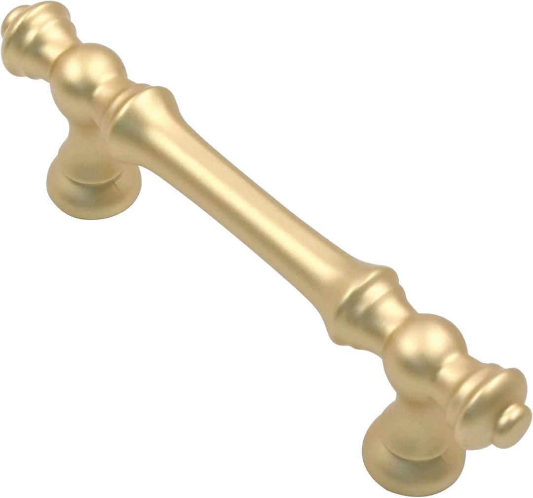 Alzassbg 10 Pack Matt Gold Cabinet Pulls, 3 Inch(76mm) Hole Centers Morden Straight Kitchen Cabinet Handles AL3085MGP