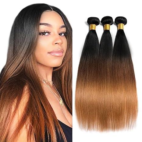 1B430 Bundles Human Hair Brown Straight Bundles 26 28 30 Inch Unprocessed Virgin Mixed Length Light Brown Bundle Hair Extensions