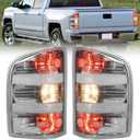 MAYELLO Chrome Tail Lights w/Bulbs Compatible with 2007-2013 Chevrolet Silverado 1500, 2007-2014 Chevy Silverado 2500 3500 Single Rear Wheel, Plug & Play Rear Lamps