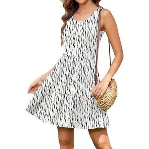 AUSELILY Womens Summer Dress Casual Sleeveless Crewneck T Shirt Sundress Flowy Tiered Swing Mini Dresses XL