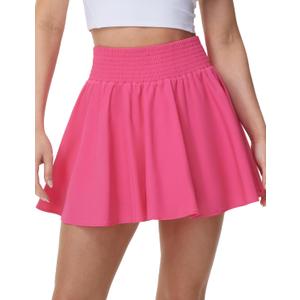 THE GYM PEOPLE Women's Pleated Tennis Skirts Athletic Skorts with Pockets | Soft breathable, High waist wide waistband, Built-in shorts, 2 side pockets, For tennis, golf and pickleball (S)