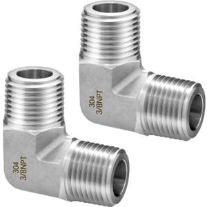 304 Stainless Steel 90 Degree Street Elbow, 3/8" NPT Male 3/8" NPT Male 304 Stainless Pipe Fitting, 2 Pack