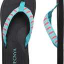 MEGNYA Womens Flip Flops/Sandals/Summer Beach Slippers (7, W4-mint-black)