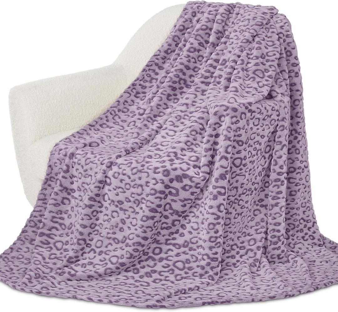Purple Blankets for Women Mom, Soft Plush Fleece Throw Blanket for Bed Couch Travel Camping, Purple Gifts for Women Mothers Day, All Seasons Lavender Decor for Bedroom Dorm 50"x60"