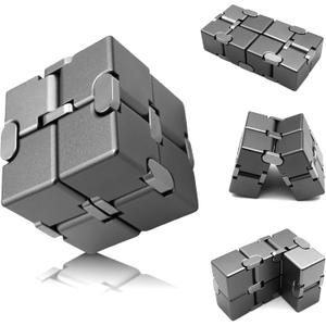 Metal Infinity Cube, Fidget Toys for Teens, Kids Fidget Toy, ADHD Fidget Toys for Adults with Anxiety, Desk Fidgets for Office for Adults (Grey)