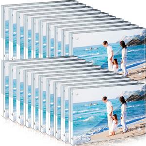 Handepo 20 Pcs Acrylic Picture Frame Bulk Clear Acrylic Photo Frame Magnetic Desktop Display Double Sided 20 mm Thickness Freestanding for Bedroom Living Room Home Office(5 x 7)