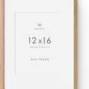 12x16 Solid Oak Picture Frame, 12x16 Wooden Photo Frame with Mat, 12"x16" Natural Oak Wood Frame for Wall, Set of 1