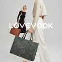 LOVEVOOK Laptop Tote Bag for Women, Large Work Computer Bag with Cup Holder | PU Leather Business Briefcase Teacher Travel College Bag Handbag fit for 17.3 inch Laptop, Office Purses Gifts for Women,2pcs