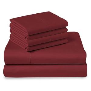 Pizuna Pure 100% Cotton Bed Sheets Set Twin XL Size Rio Red, Luxurious 400 Thread Count Long Staple Cotton Sateen Sheets with 15" Deep 2 Extra Pillowcase (Combed Cotton Bed Sheet Set)